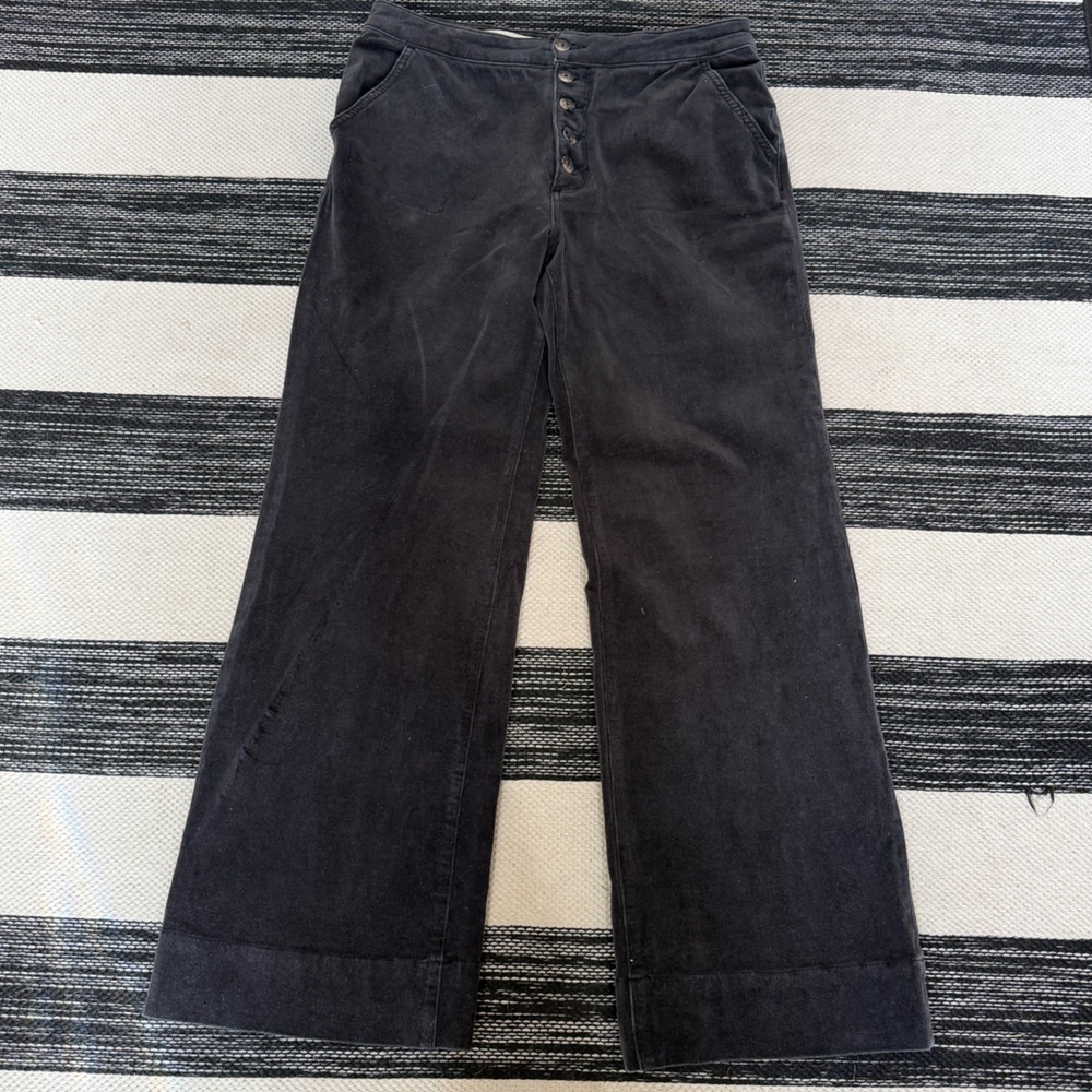 Anthropologie By Pilcro  Women's Wide Leg Black Corduroy Button Fly Size 31‎